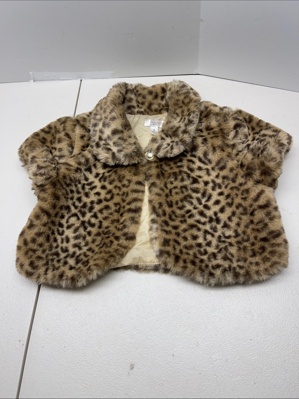 Tahari Girls Leopard Print Faux Fur Bolero - Brown